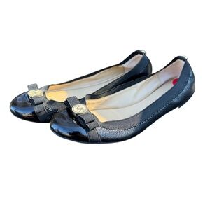 Michael Kors Black Ballerina flats size 6 gold MK design logo never worn